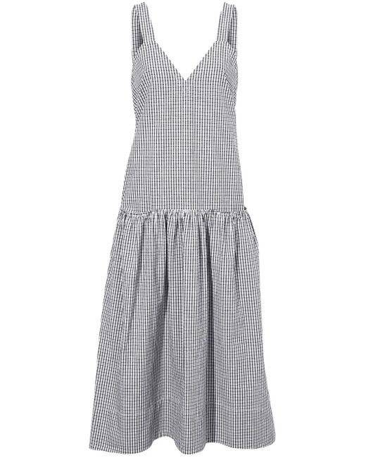 Proenza Schouler Gray Sasha Grid-Print Midi Dress