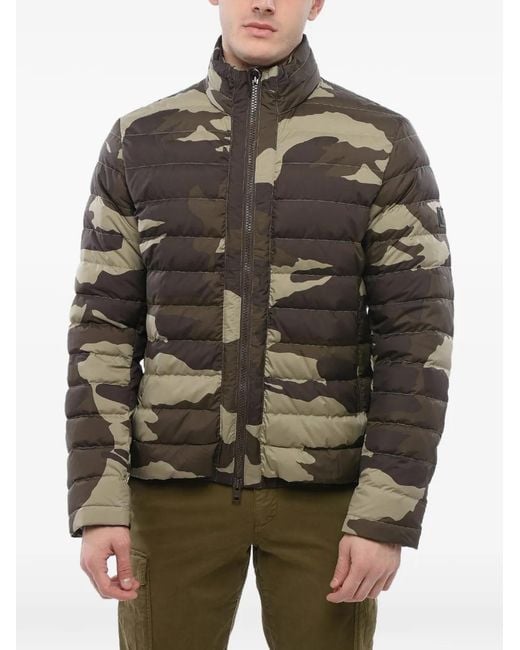 Woolrich Brown Bering Camouflage-Print Quilted Padded Jacket for men