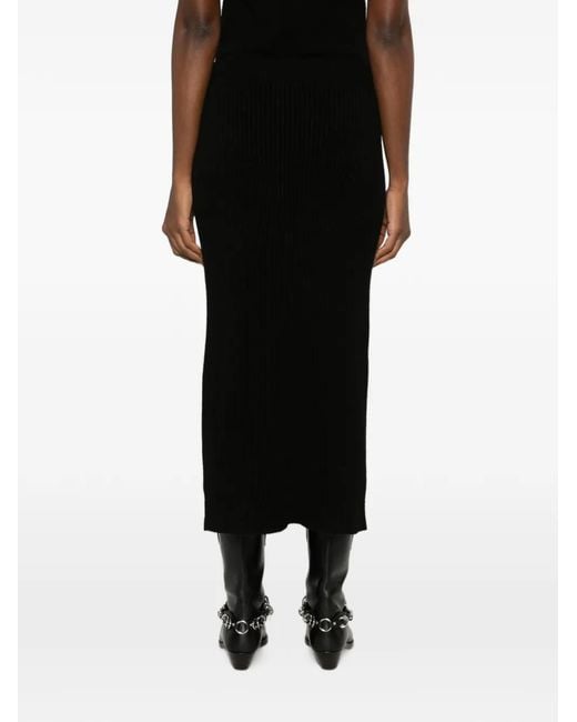 AROVESCIO Black Ribbed-Knit Skirt