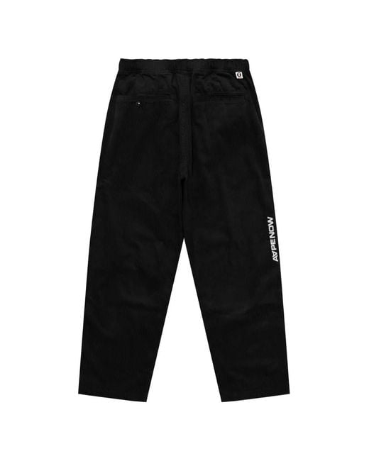 Aape By A Bathing Ape Black Moonface-Patch Trousers for men