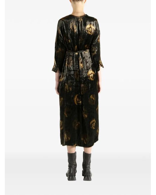 Uma Wang Black Anthea Tie-Waist Midi Dress