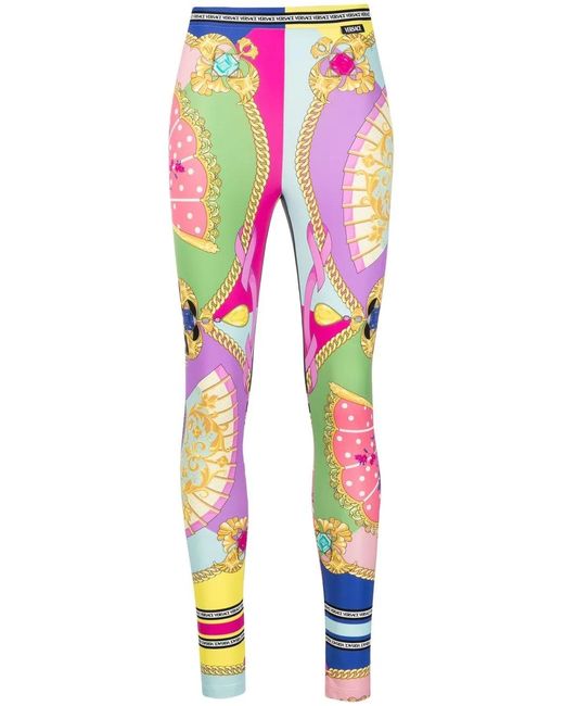 Versace Pink All-Over Graphic-Print Leggings