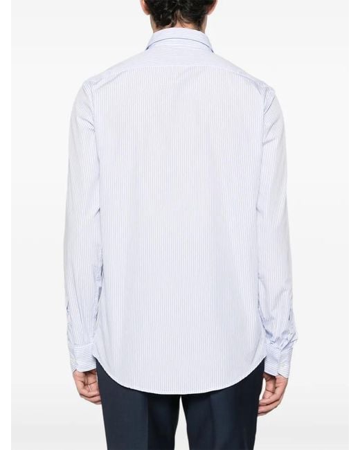 Fursac White Striped-Pattern Cotton Shirt for men