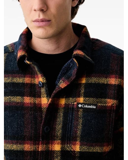Columbia Black Hunter Arch Check-Pattern Fleece-Lined Jacket for men