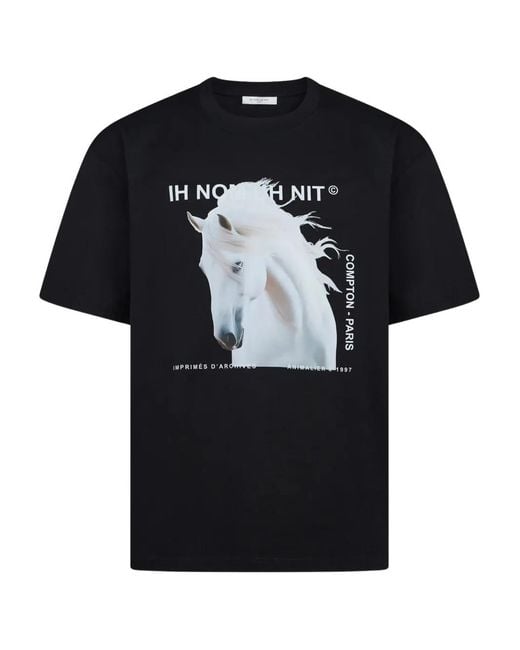 Ih Nom Uh Nit Black Horse-Print T-Shirt for men