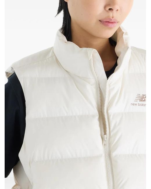 New Balance White Boston Padded Gillet