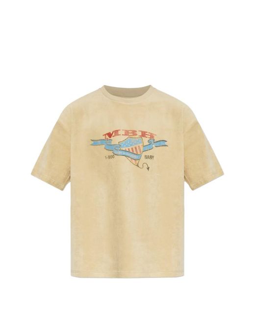 M I S B H V Natural Graphic-Print T-Shirt for men