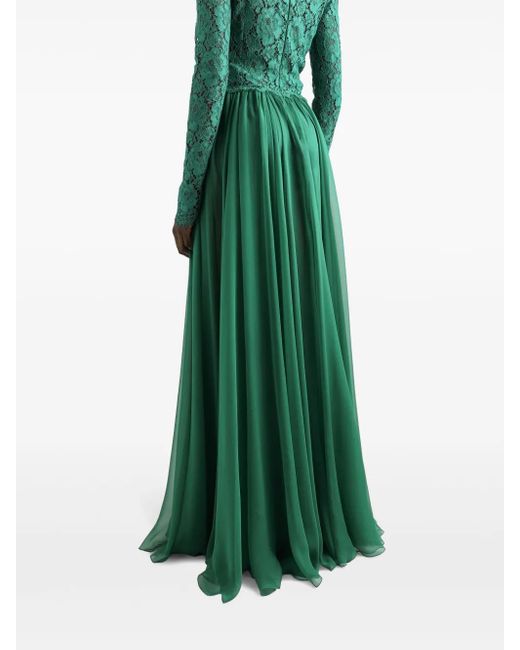 Dolce & Gabbana レースパネル ドレス Green