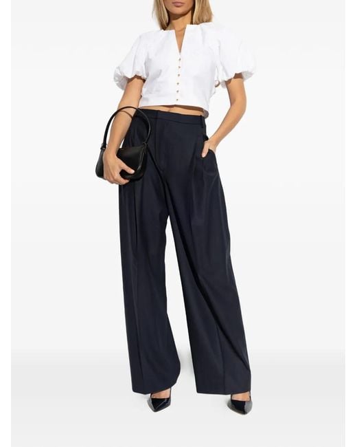 FRAME White Puff-Sleeve Buttoned Top