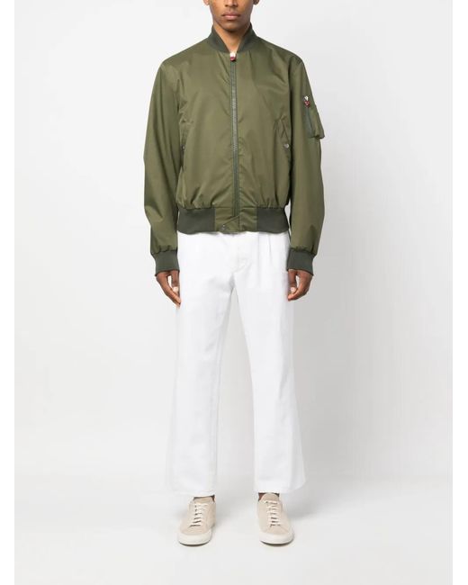 Kiton Green Zip-Up Bomber Jacket for men