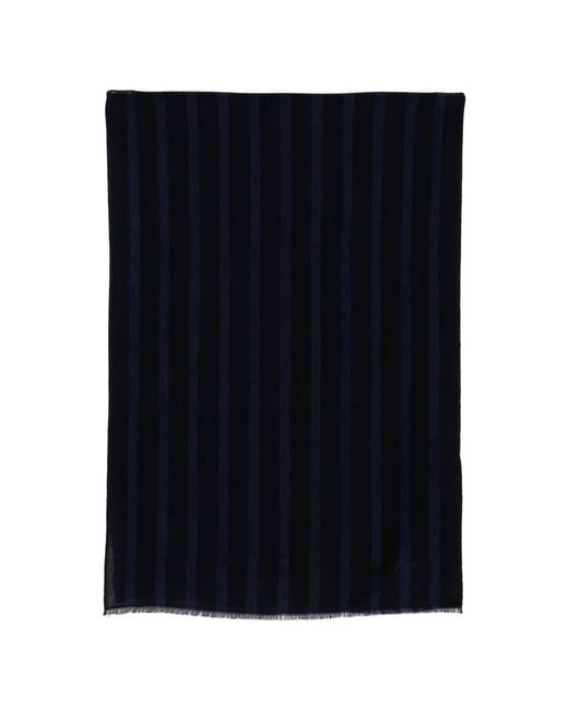 Brioni Black Vertical-Stripe Frayed Scarf for men