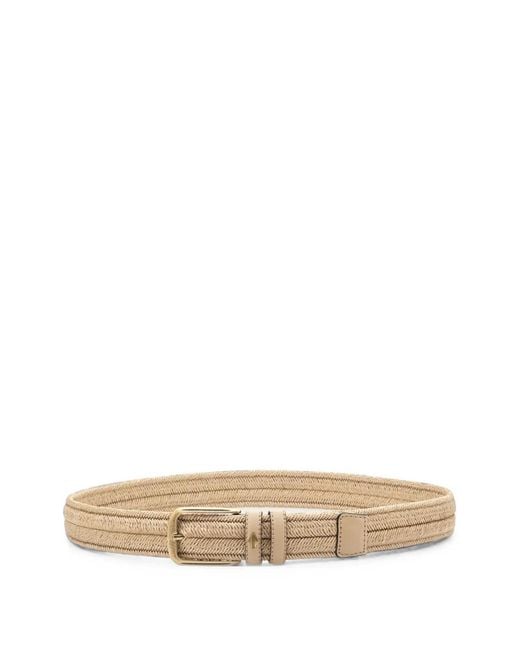 Lottusse White Nastro Braided Leather-Trim Belt for men