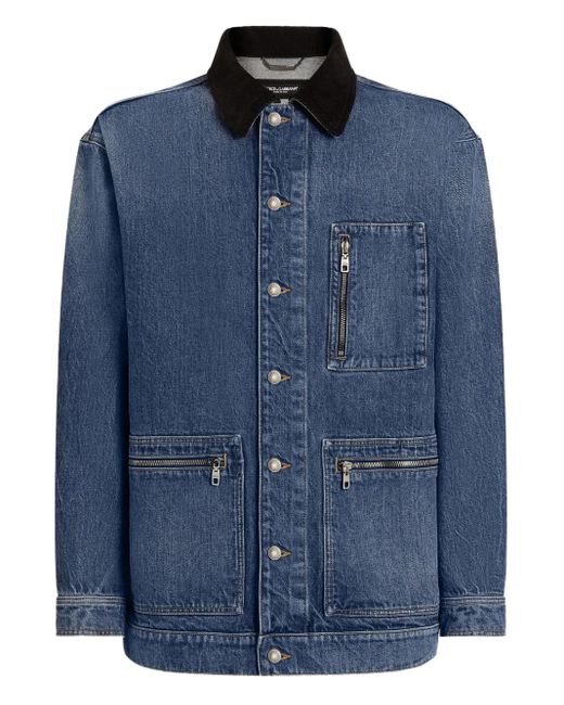 Veste En Jean À Col Côtelé Dolce & Gabbana pour homme en coloris Blue