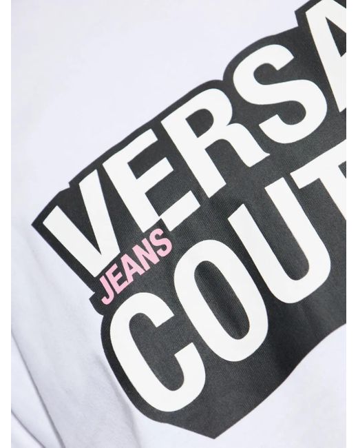 Versace Jeans Couture White Logo-Print T-Shirt for men