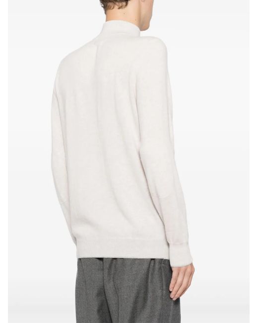 N.Peal Cashmere White Carnaby Half-Zip Jumper for men