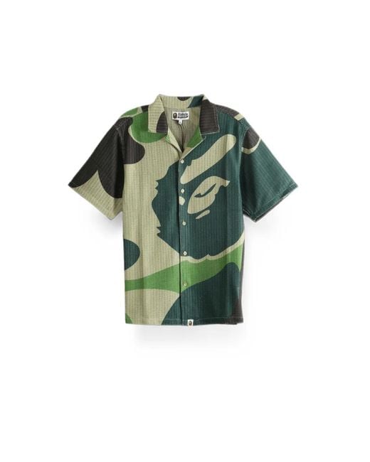 A Bathing Ape Green Abc Camo Mesh Shirt for men