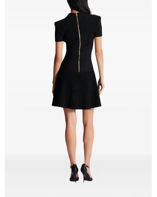 Balmain Black Flared Knit Dress