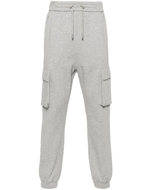 Balmain Gray Logo-Print Cotton Track Pants for men