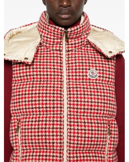 Moncler Red Check Niverolle Vest Jacket
