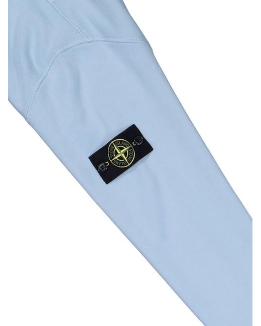 Stone Island Blue Logo-Badge Fleece Sweater for men