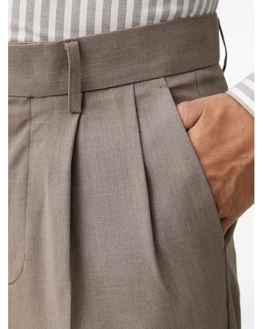 Lindbergh Natural Pleated Tailored-Cut Trousers for men