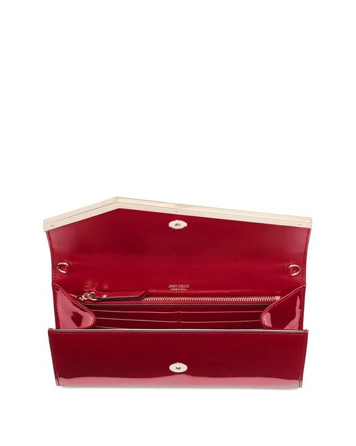 Jimmy Choo Red Emmie Logo-Debossed Clutch Bag