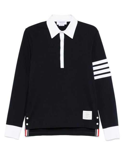 Polo 4 Bar Stripes de tejido jersey Thom Browne de hombre de color Black