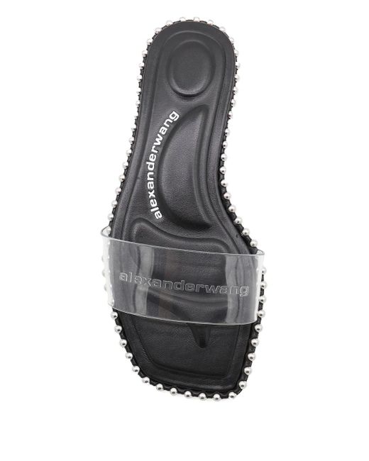 Alexander Wang White Beaded Clear-Strap Flats