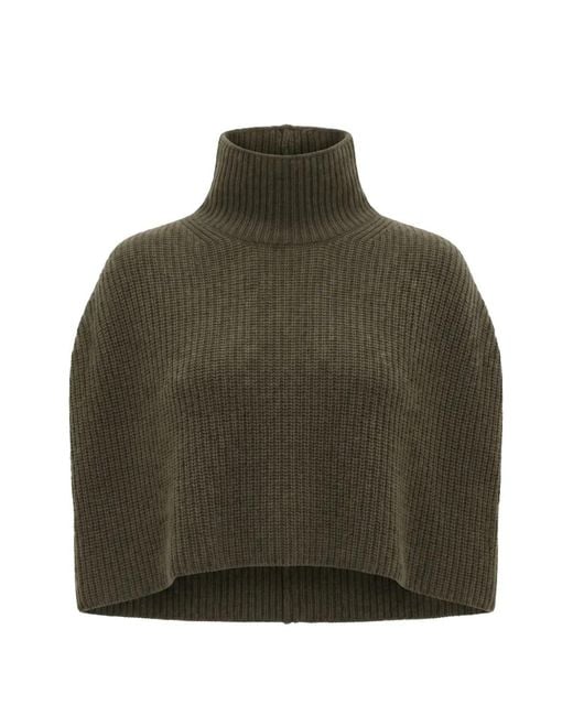 Sa Su Phi Green Ribbed-Knit Cashmere Poncho