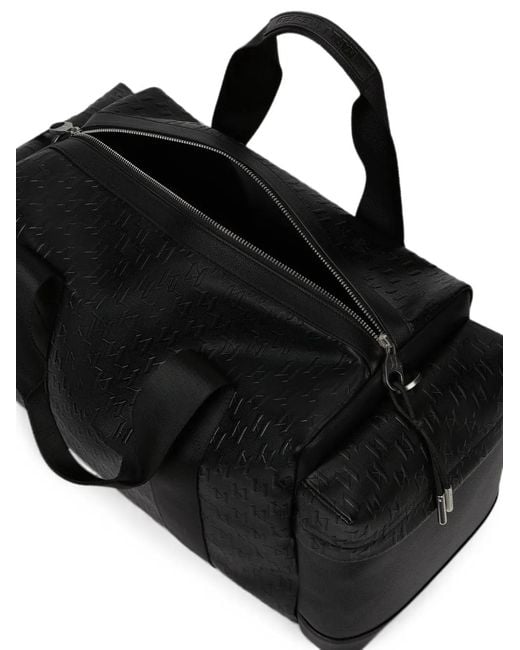 Karl Lagerfeld Black Monogram Perforated Weekender Bag for men