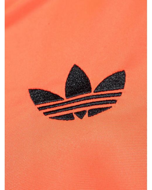 Adidas Orange Firebird Three-Stripe Zip-Up Sweatshirt