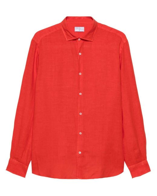 Fedeli Red Nick Linen Shirt for men