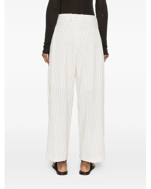 Hed Mayner White Pinstripe-Pattern Pleated Trousers