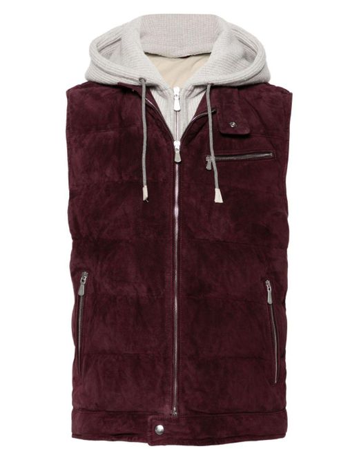 Eleventy Purple Suede Gilet for men