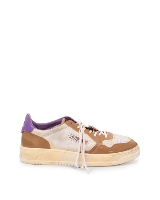 Autry Pink Medalist Distressed Leather Sneakers for men