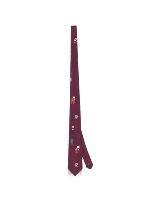 Les Deux White Embroidered Tie for men