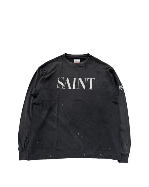 SAINT Mxxxxxx Black Long-Sleeve Cotton T-Shirt for men