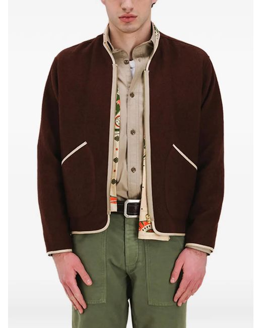 Fortela Brown Sherpa Contrast-Trim Wool Jacket for men
