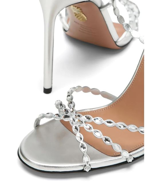 Aquazzura White 85Mm Love Struck Crystal-Embellished Sandals