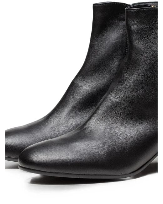 Poche Paris Black Leather Ankle Boots