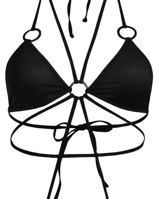 Amir Slama White Ring-Detail Halterneck Swimsuit