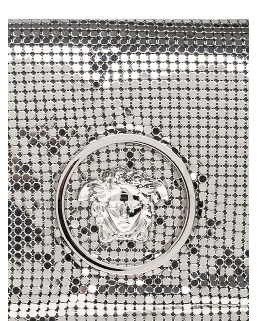 Versace Gray La Medusa Metal Mesh Clutch Bag