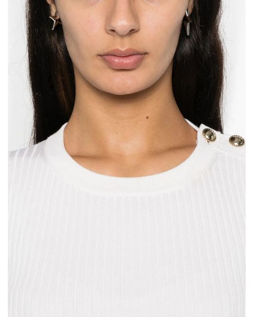 Dorothee Schumacher White Buttoned-Shoulder Sweater
