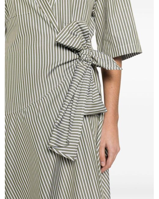 MSGM Gray Candy-striped Cotton Midi Dress