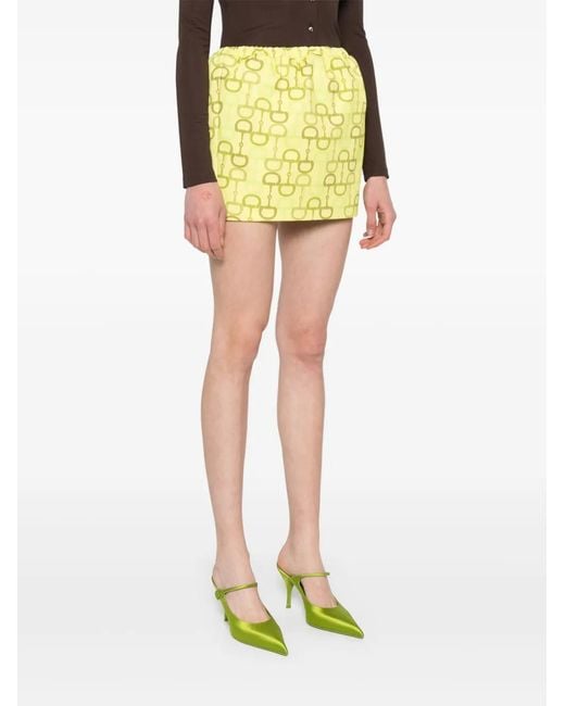 Gucci Yellow Printed Cotton Mini Skirt