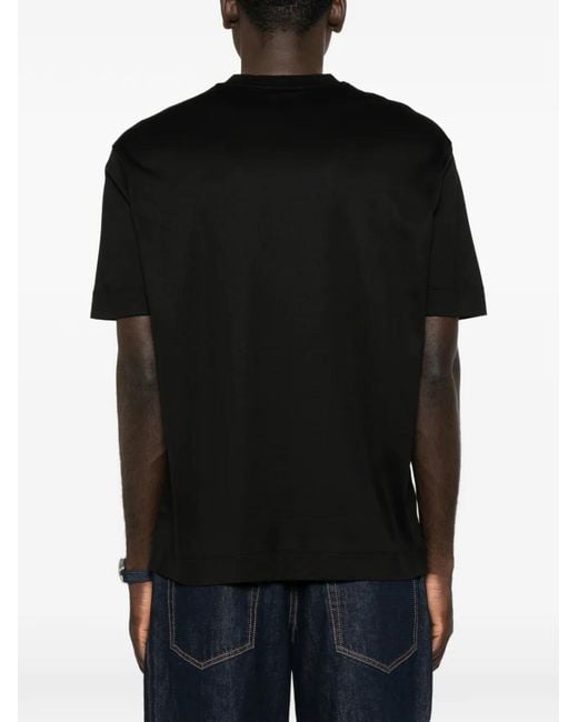 Emporio Armani Black Logo-Print Crew-Neck T-Shirt for men