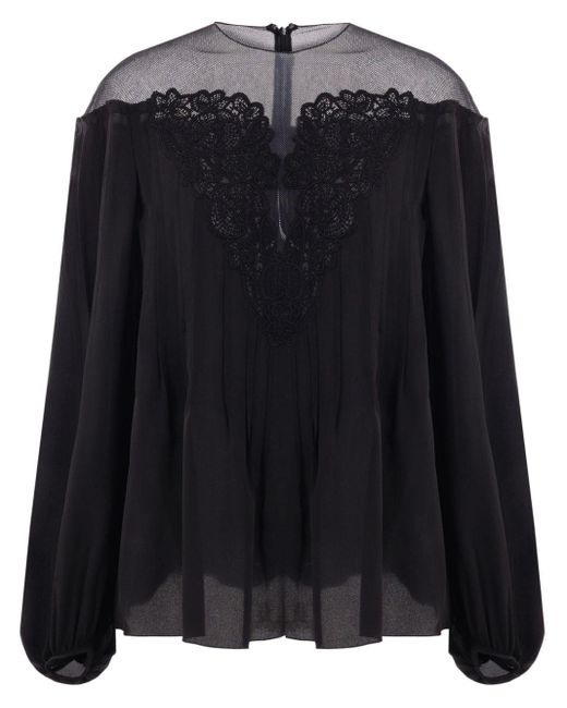 Illusion silk blouse Chloé de color Black