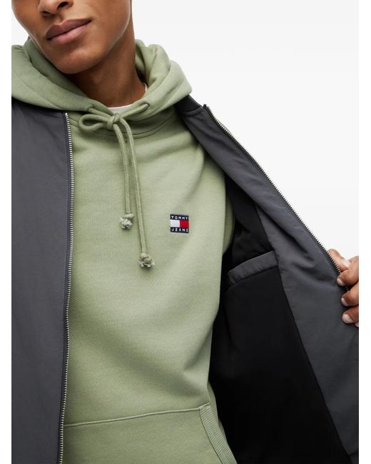 Tommy Hilfiger Gray Logo-Patch Zip-Up Bomber Jacket for men