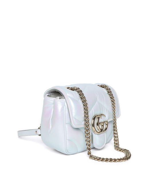 Gucci White Mini GG Marmont Shoulder Bag