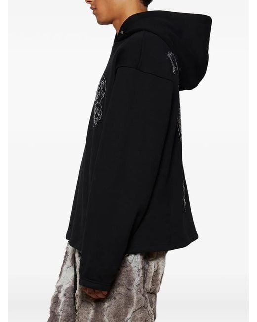 THUG CLUB Black Crystal-Embellished Hoodie for men
